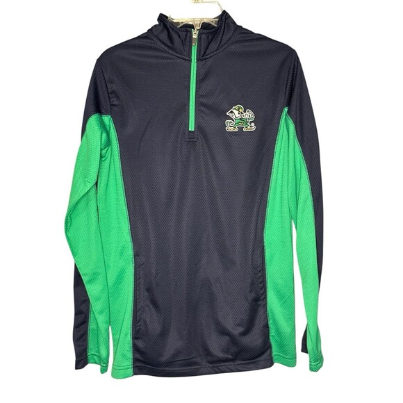 Champion Elite Quarter Zip Norte Dame Long Sleeve Navy Green Men’s Small - Picture 1 of 9